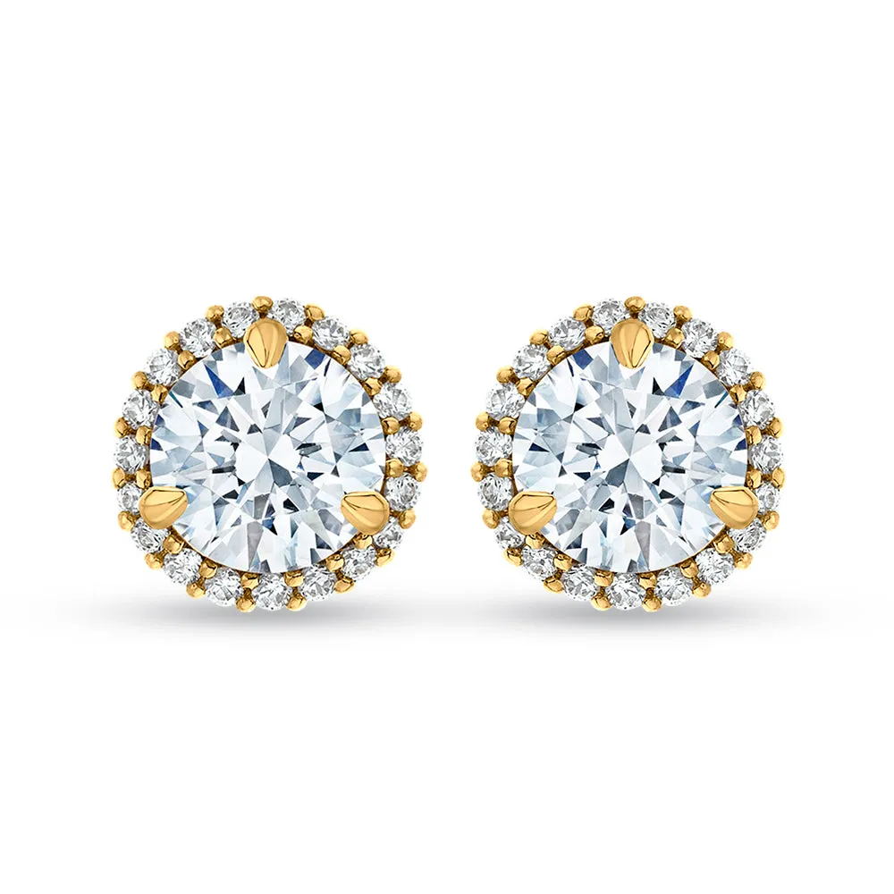 KATARINA 1 2/3 cttw Lab Grown Diamond Halo Earrings in 14k Gold