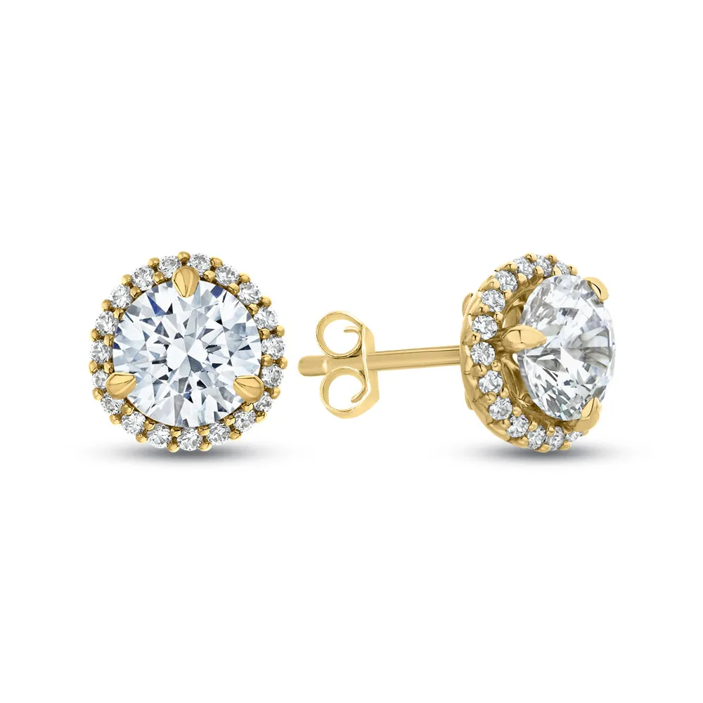 KATARINA 1 2/3 cttw Lab Grown Diamond Halo Earrings in 14k Gold