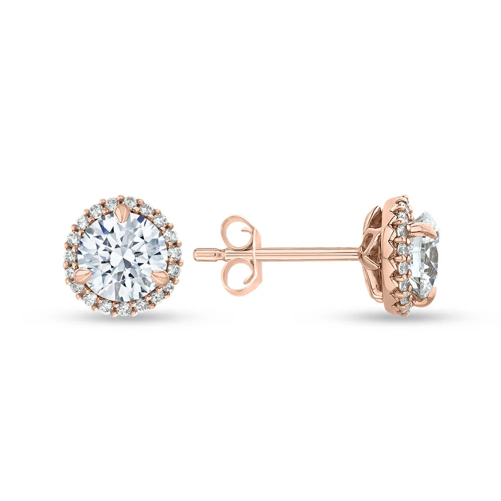 KATARINA 1 2/3 cttw Lab Grown Diamond Halo Earrings in 14k Gold