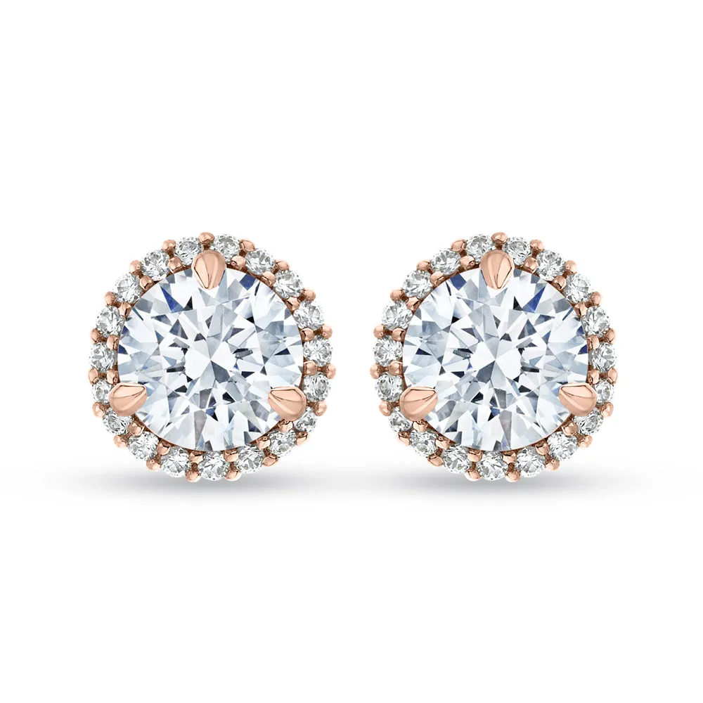 KATARINA 1 2/3 cttw Lab Grown Diamond Halo Earrings in 14k Gold