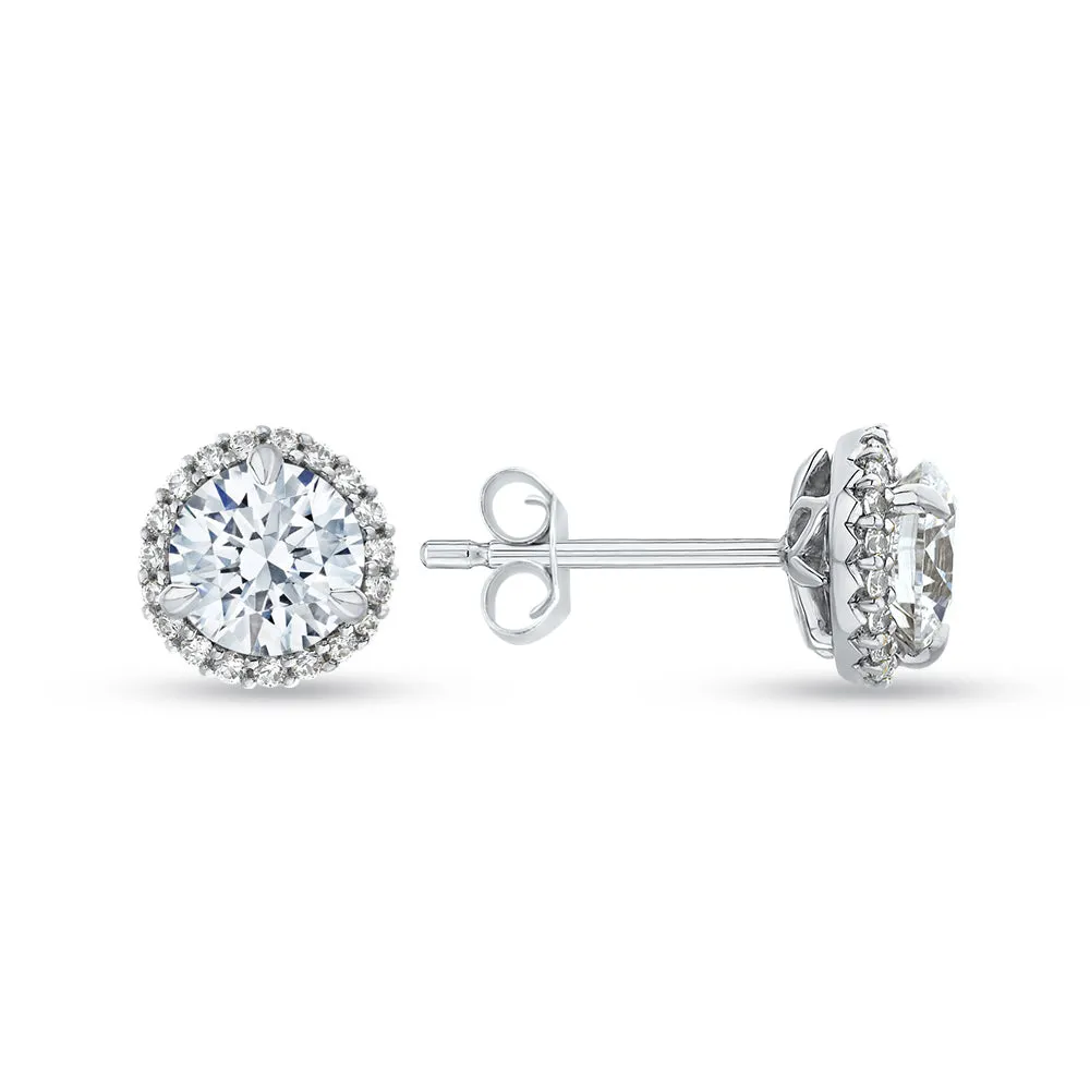 KATARINA 1 2/3 cttw Lab Grown Diamond Halo Earrings in 14k Gold