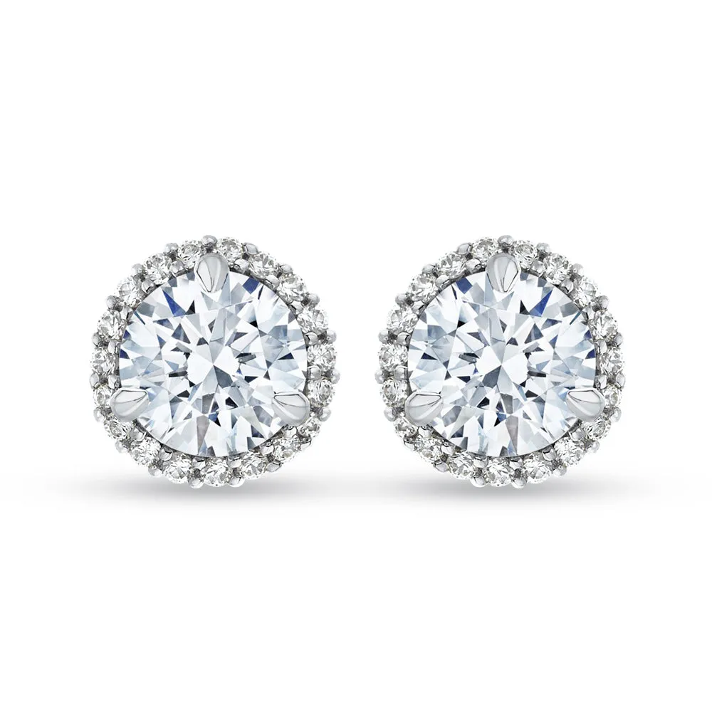 KATARINA 1 2/3 cttw Lab Grown Diamond Halo Earrings in 14k Gold