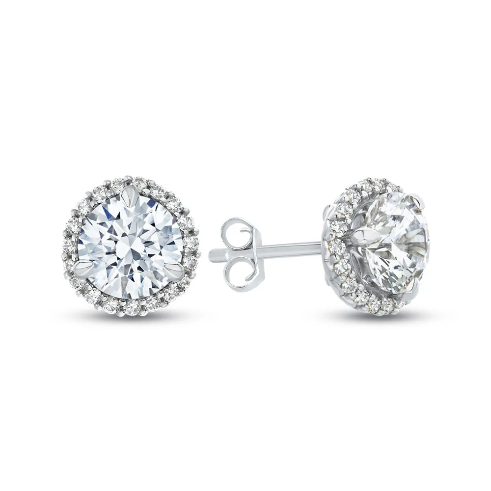 KATARINA 1 2/3 cttw Lab Grown Diamond Halo Earrings in 14k Gold