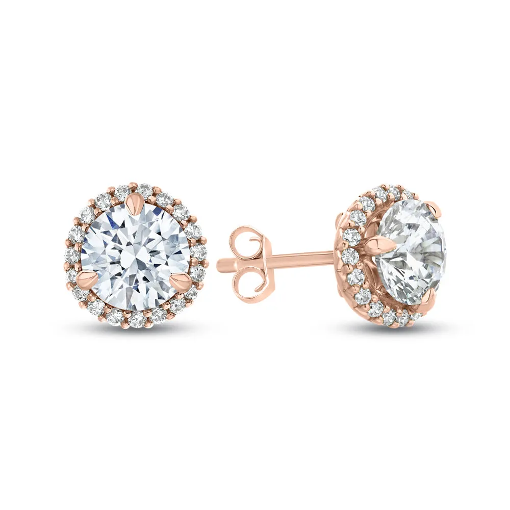 KATARINA 1 2/3 cttw Lab Grown Diamond Halo Earrings in 14k Gold