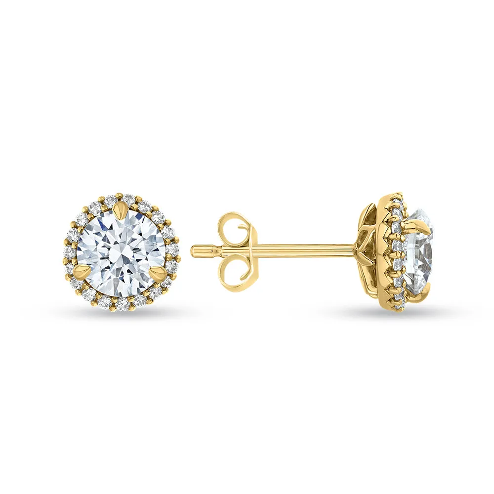 KATARINA 1 2/3 cttw Lab Grown Diamond Halo Earrings in 14k Gold