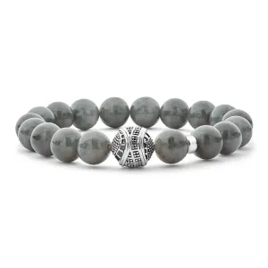 Keep Memory Alive Black Jade Silver Station Bead Bracelet