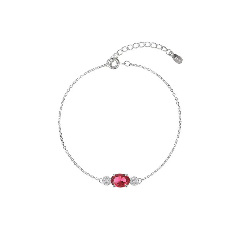 Korean Version Of White Copper Red Sapphire Bracelet Simple Atmosphere