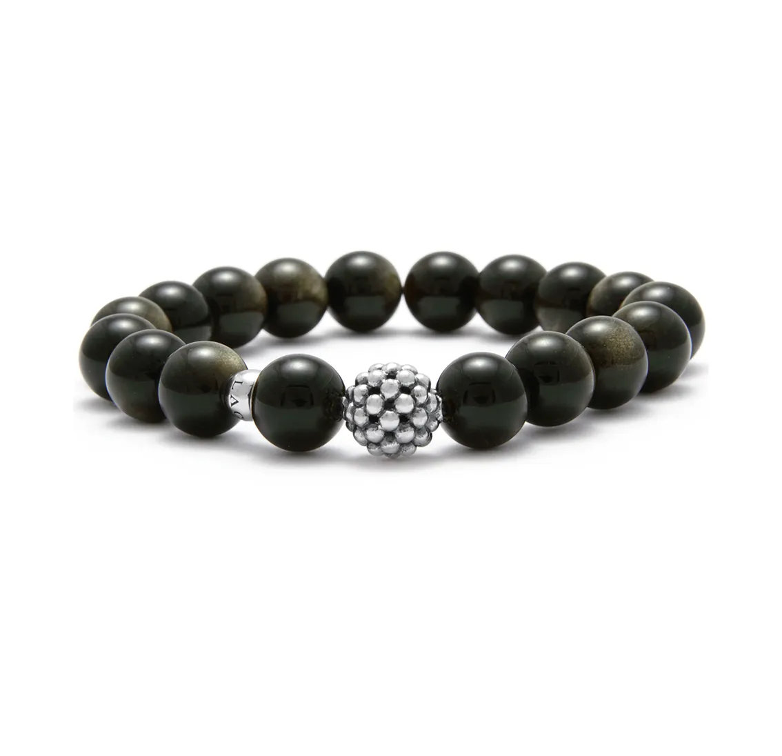 LAGOS Maya Obsidian Silver Station Bead Bracelet