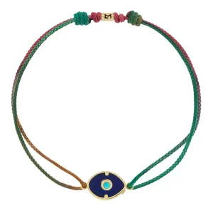 Lapis Eye with Turquoise Center on Cord Bracelet