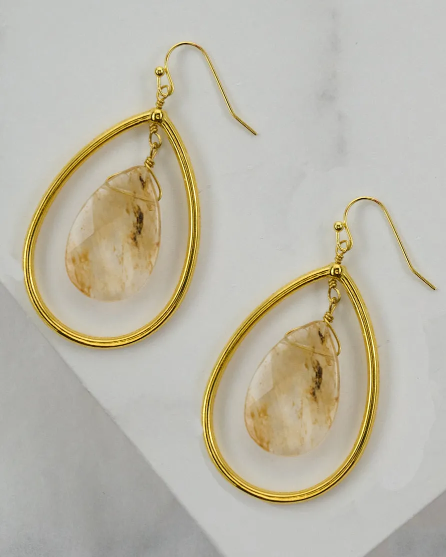 Large Gemstone Teardrop Earring ER625