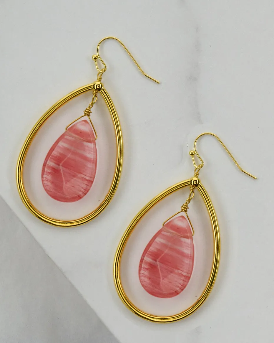 Large Gemstone Teardrop Earring ER625