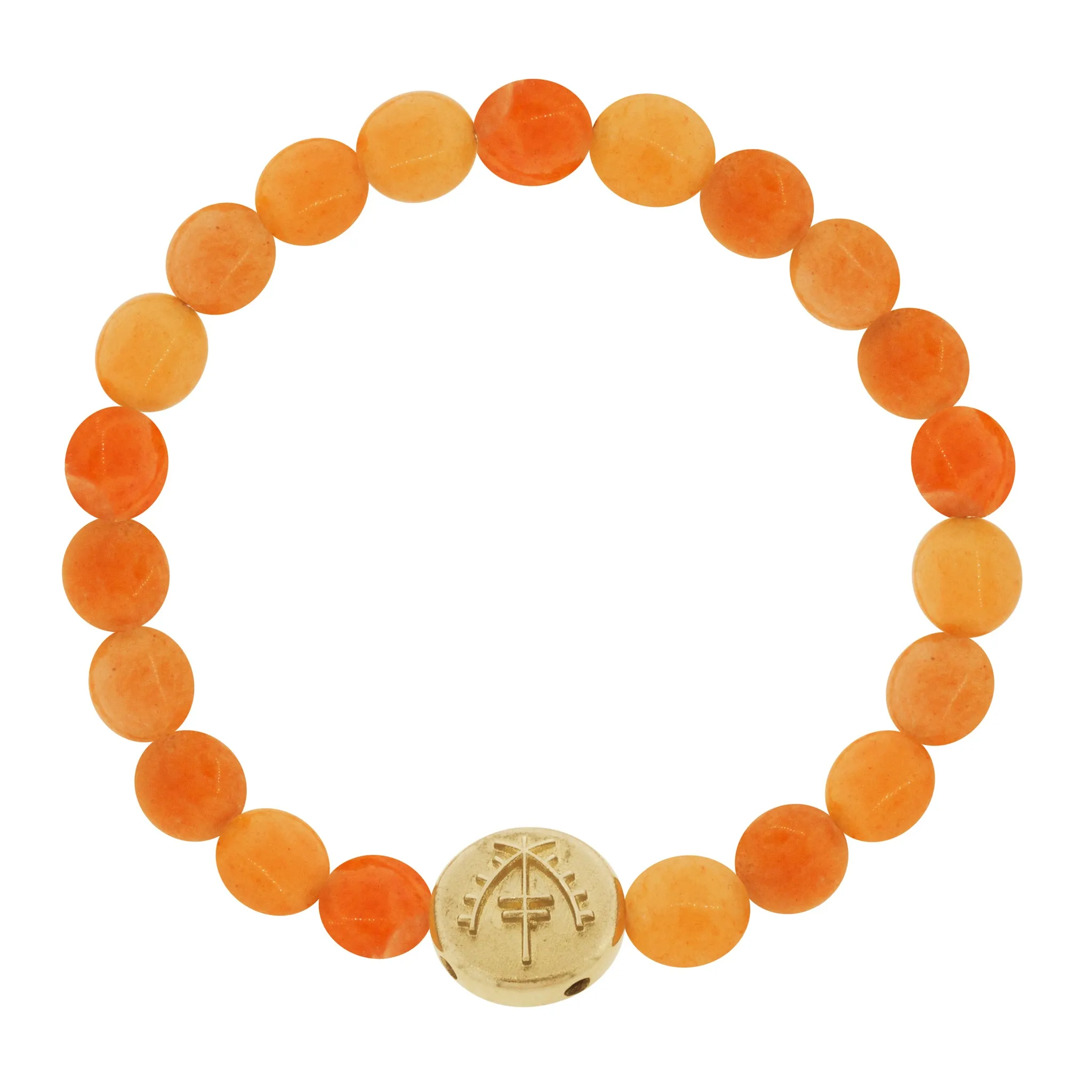 Large Moor Disk on Medium Orange Carnelian Gemstone Bracelet