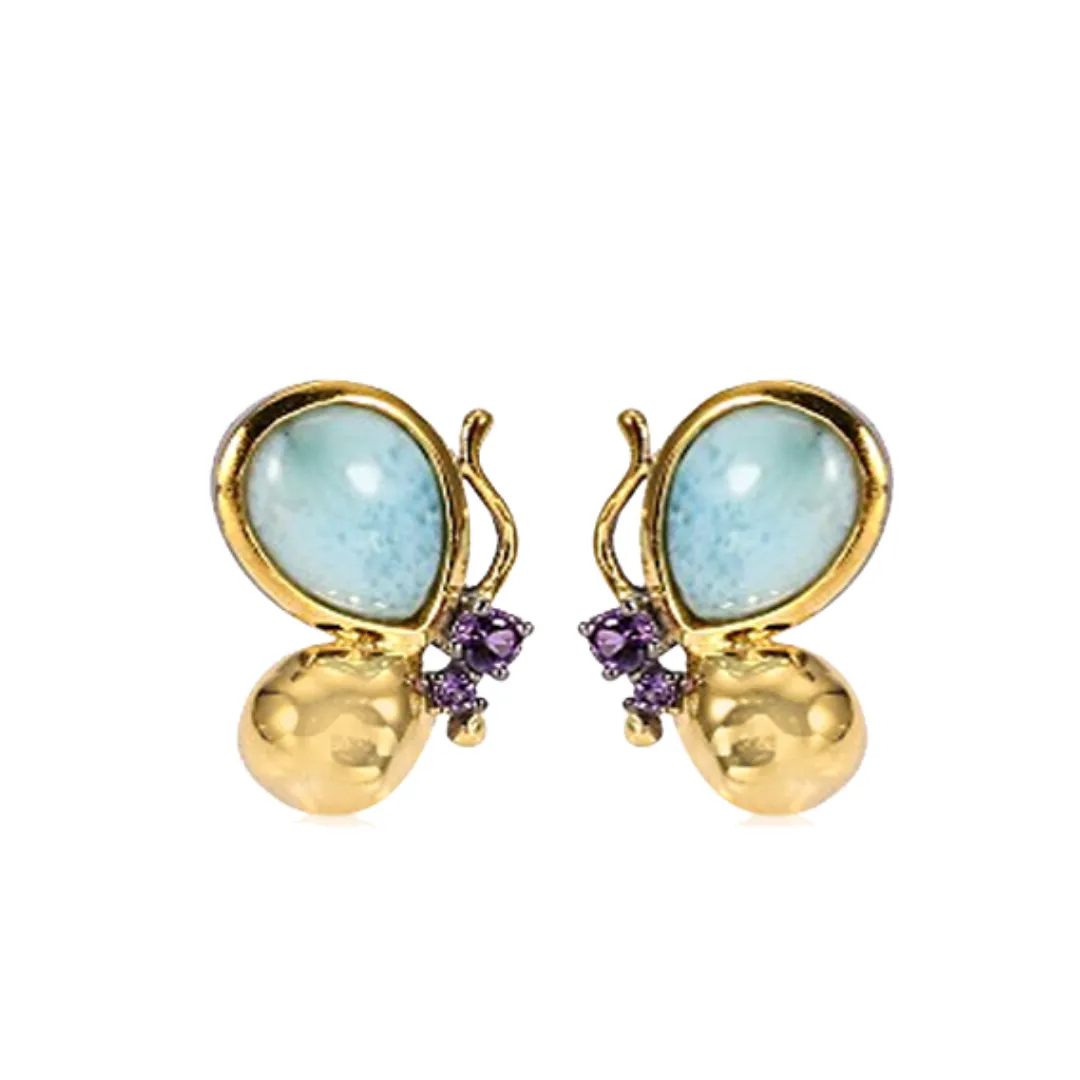 Larimar Butterfly Earrings