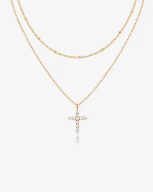 Layered Cross Pendant Necklace