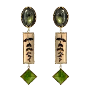 Leaves, Jade, & Labradorite Earrings