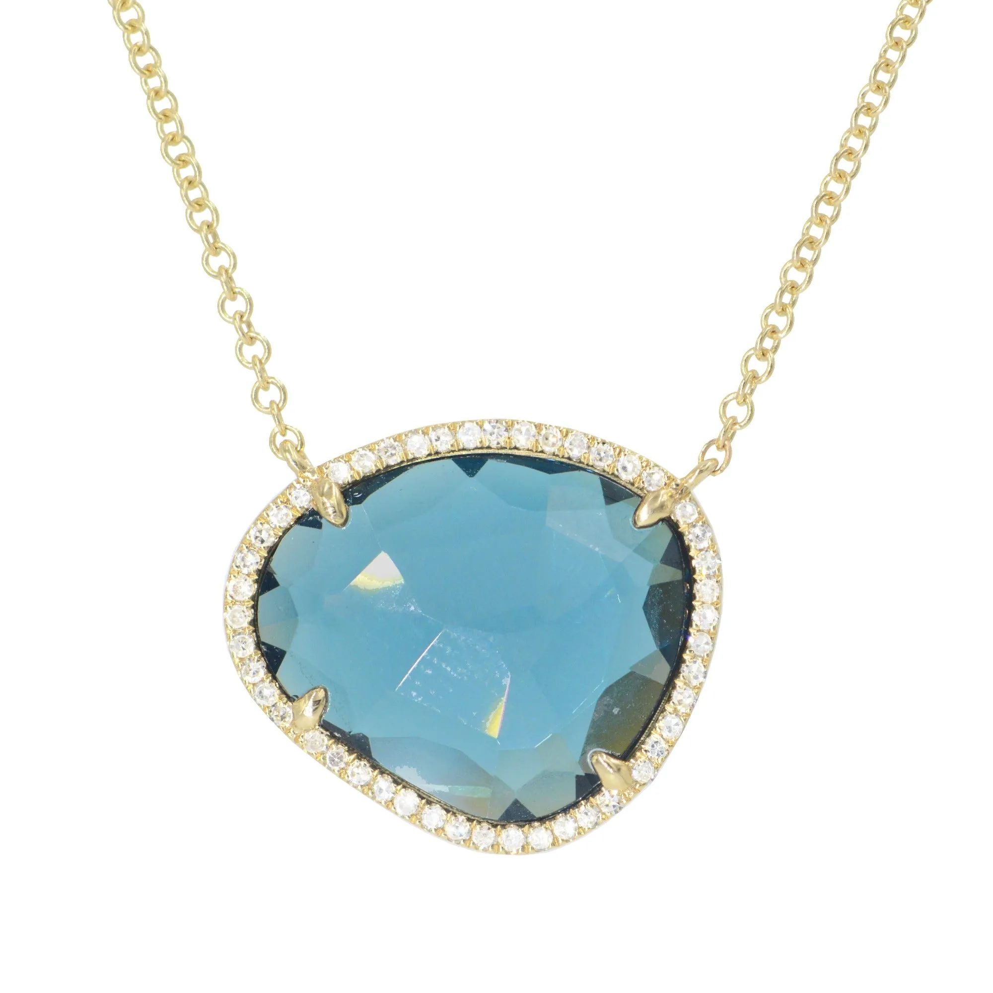 London Blue Topaz Organic Necklace With Diamonds 14k