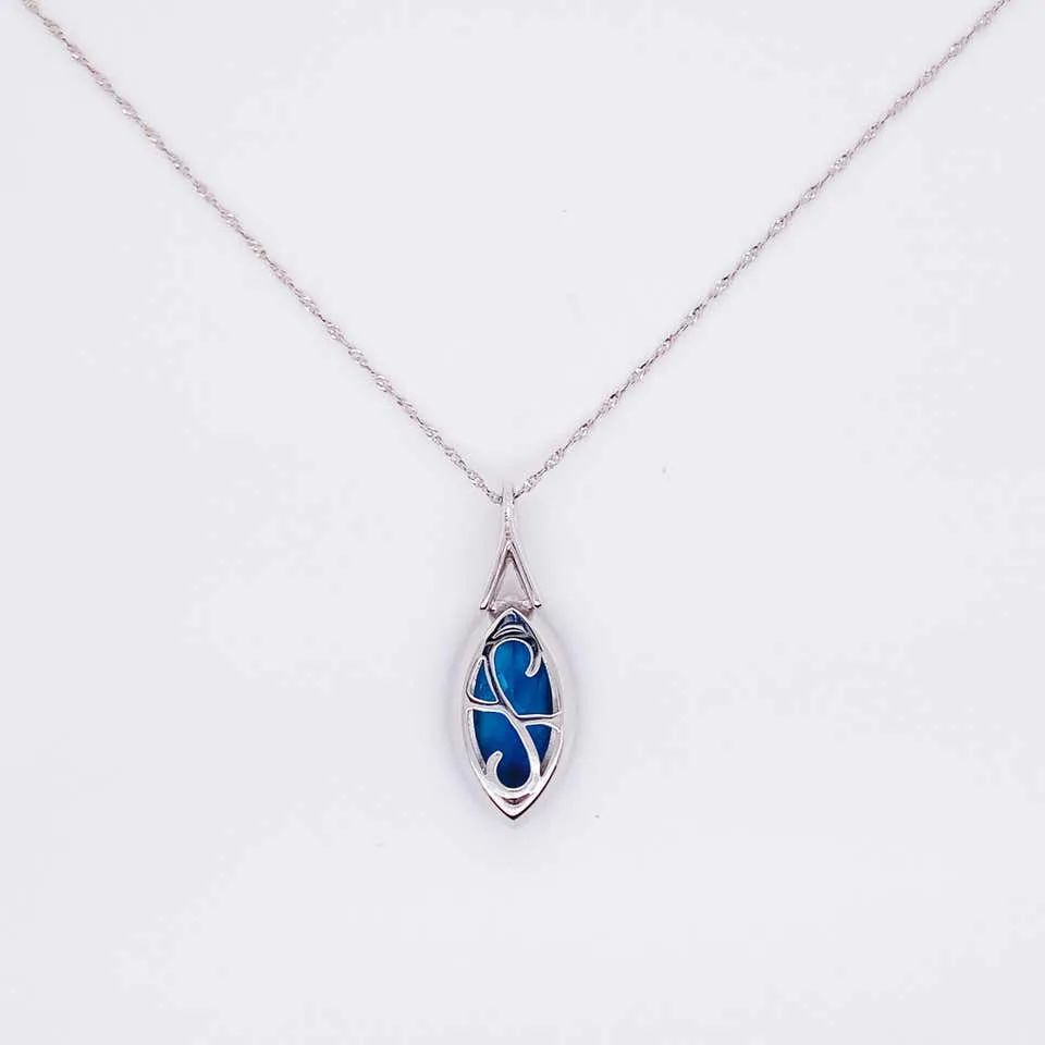 Marquise London Blue Topaz & Diamond Halo Necklace