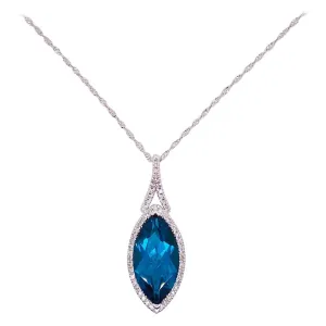 Marquise London Blue Topaz & Diamond Halo Necklace