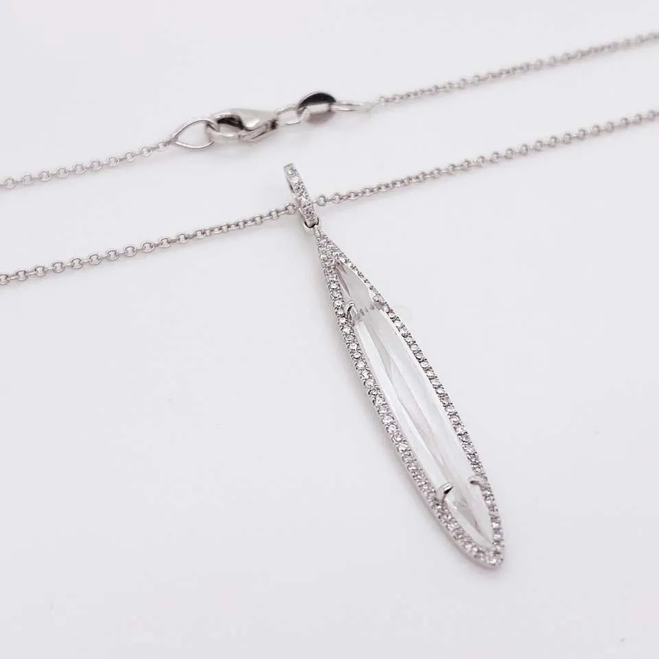 Marquise White Topaz & Diamond Halo Necklace