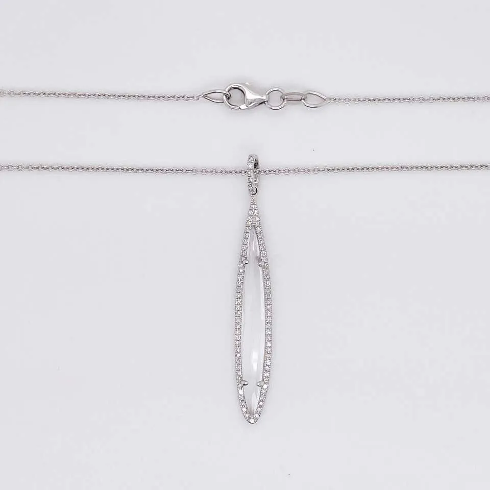 Marquise White Topaz & Diamond Halo Necklace