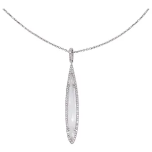 Marquise White Topaz & Diamond Halo Necklace