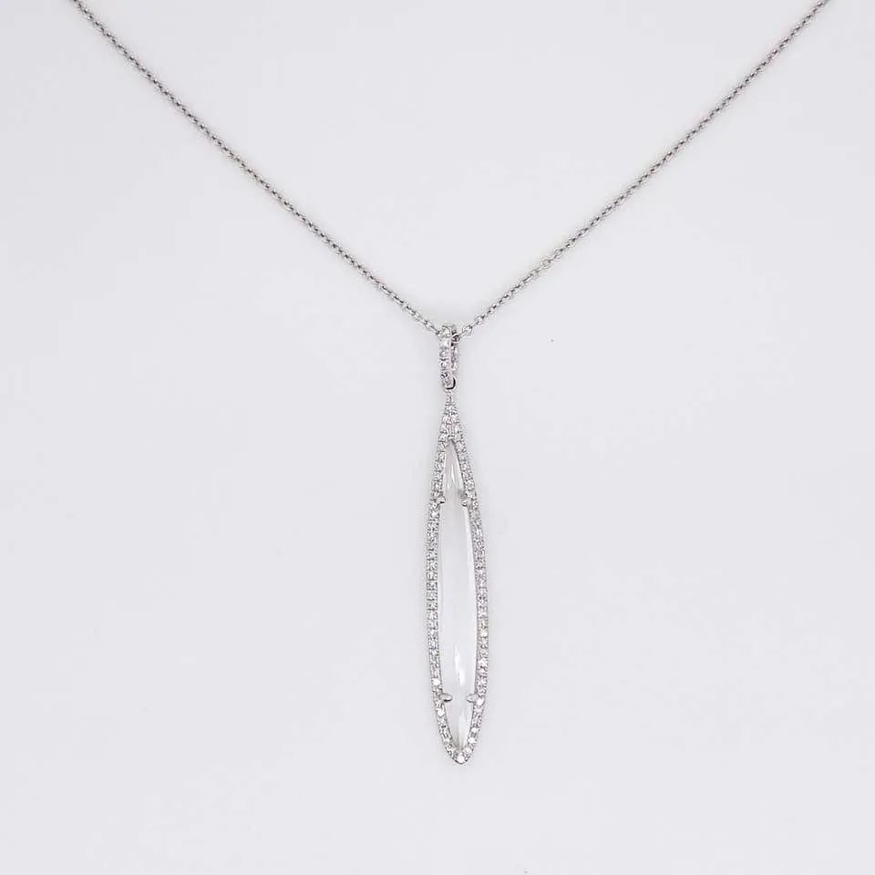 Marquise White Topaz & Diamond Halo Necklace