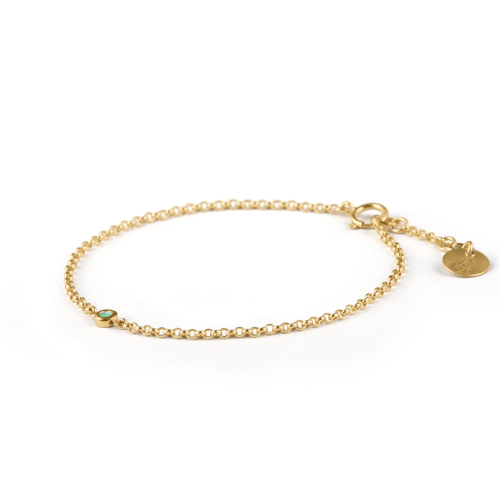 May Emerald Birthstone Chain Link Bracelet