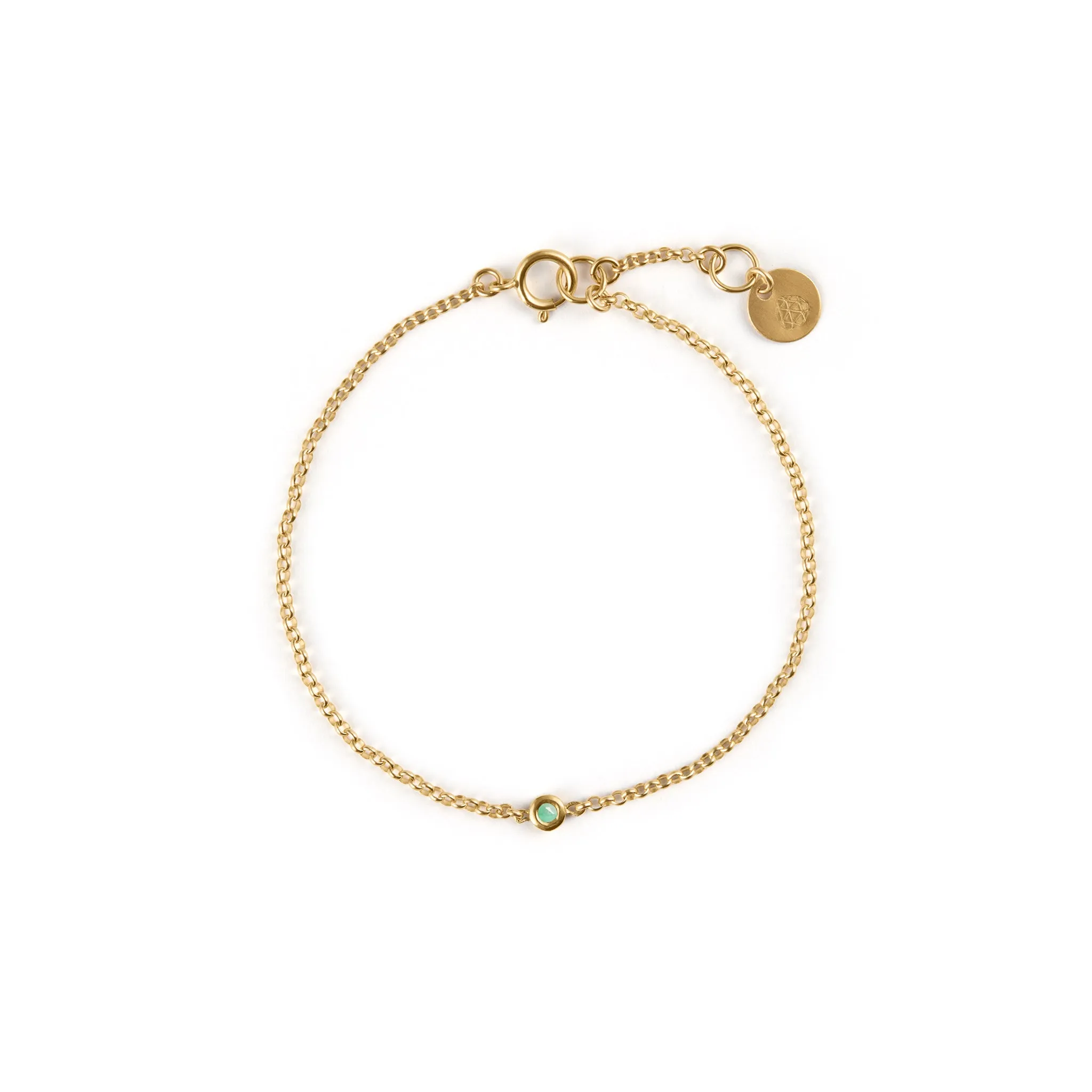 May Emerald Birthstone Chain Link Bracelet