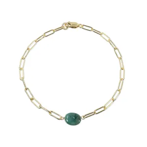 May Paperclip Chain Bracelet with Emerald