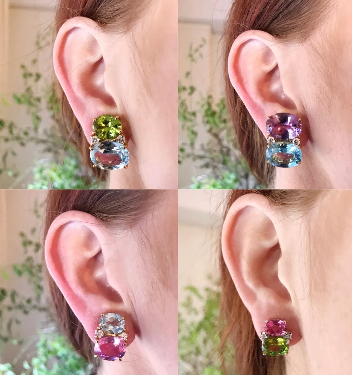 Medium GUM DROP™ Earrings with Pink Topaz and Peridot and Diamonds