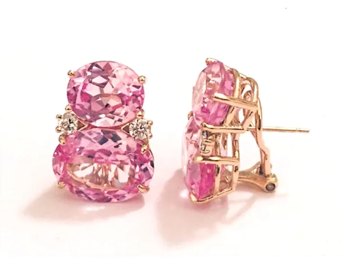 Medium GUM DROP™ Earrings with Pink Topaz and Peridot and Diamonds