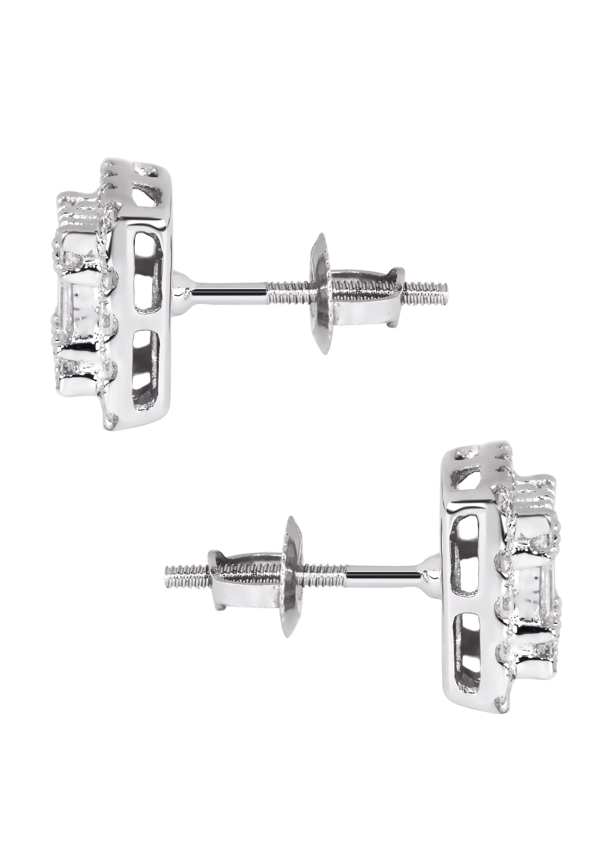 Mens Stud Diamond Earrings | 1.3 Carats 14K White Gold