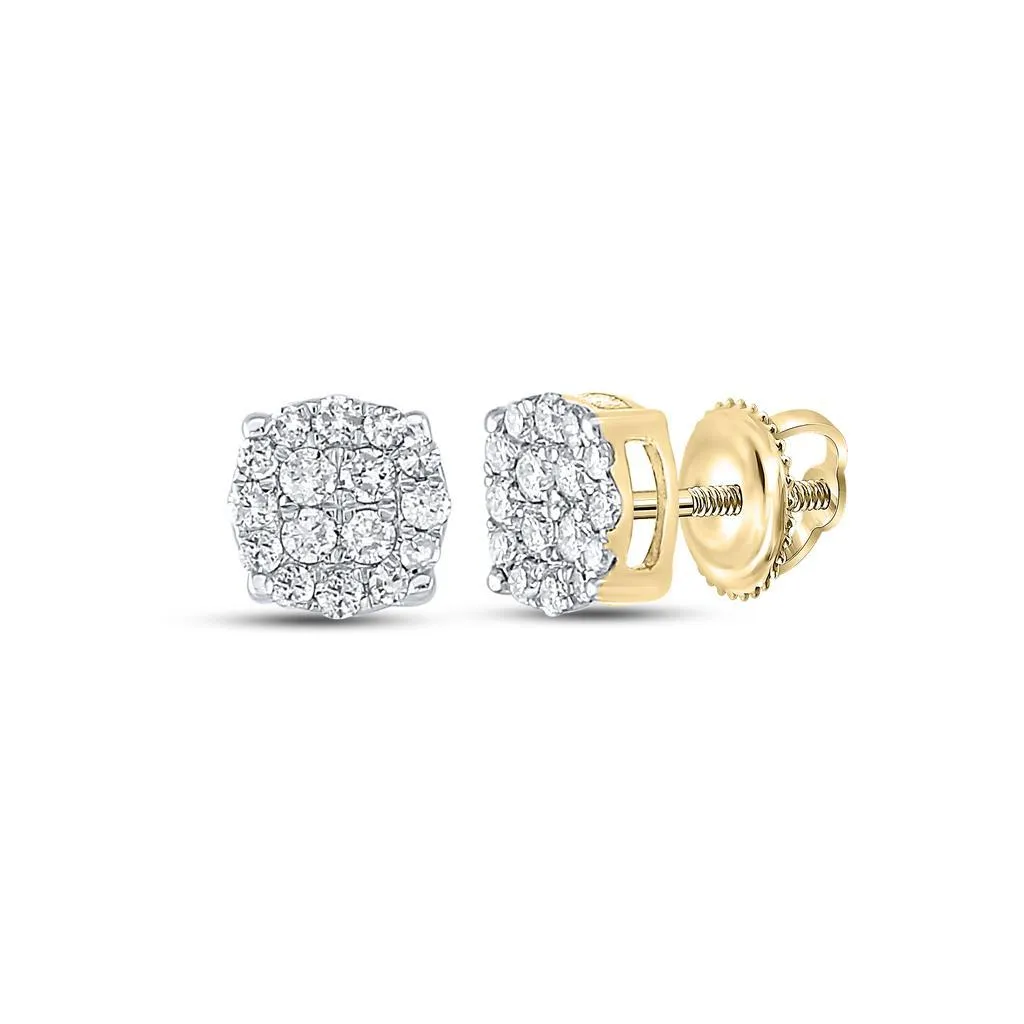 Mini Circle Micro Pave Diamond Earrings .25cttw 10K Yellow Gold