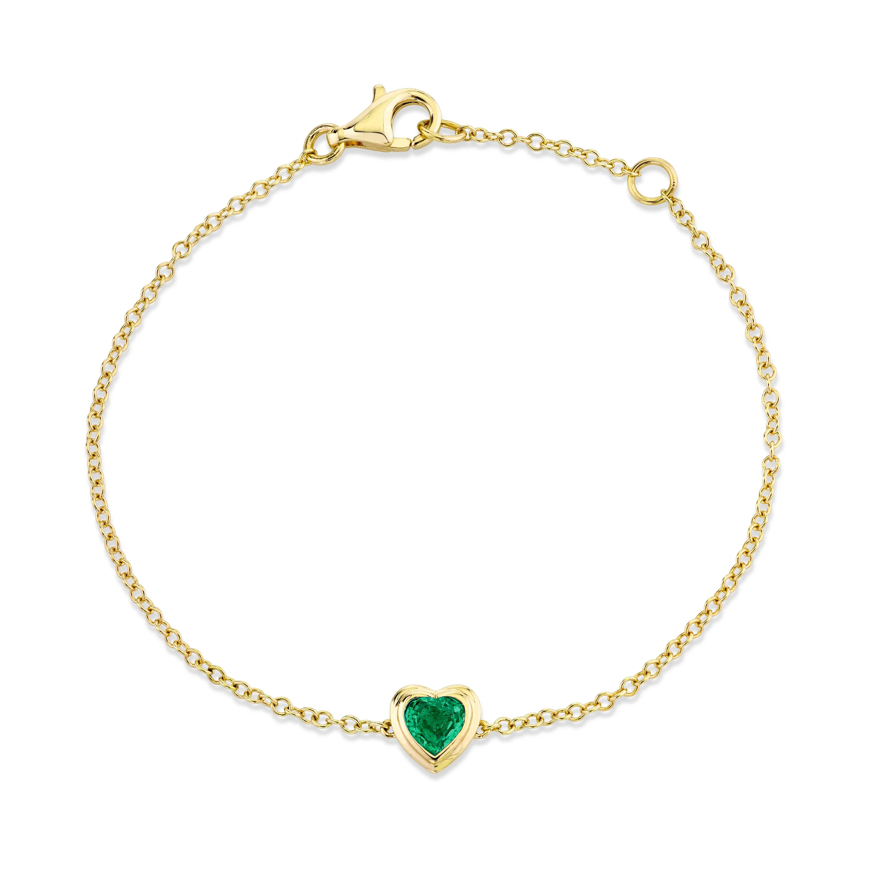 MINI ME EMERALD BEZEL HEART BRACELET