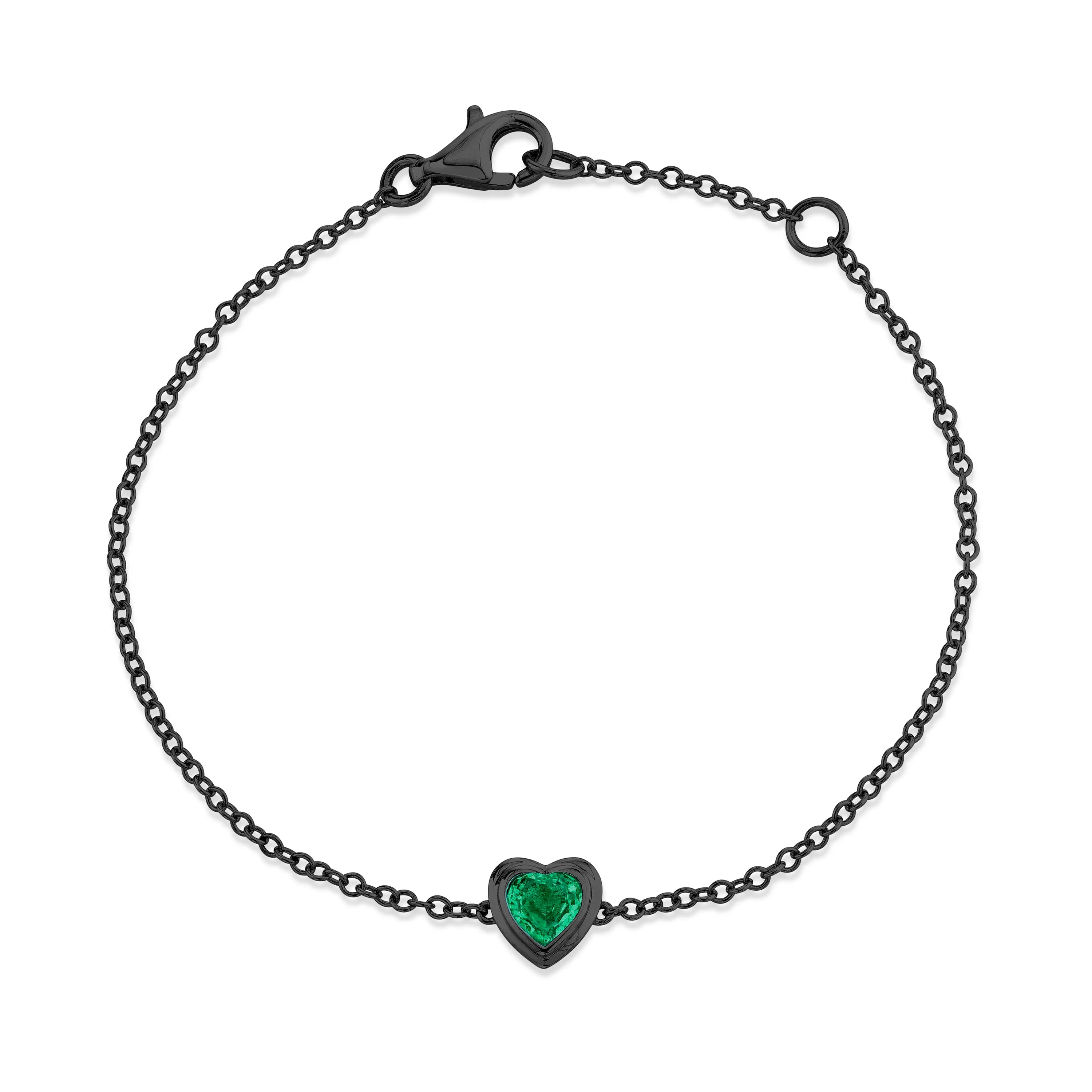 MINI ME EMERALD BEZEL HEART BRACELET