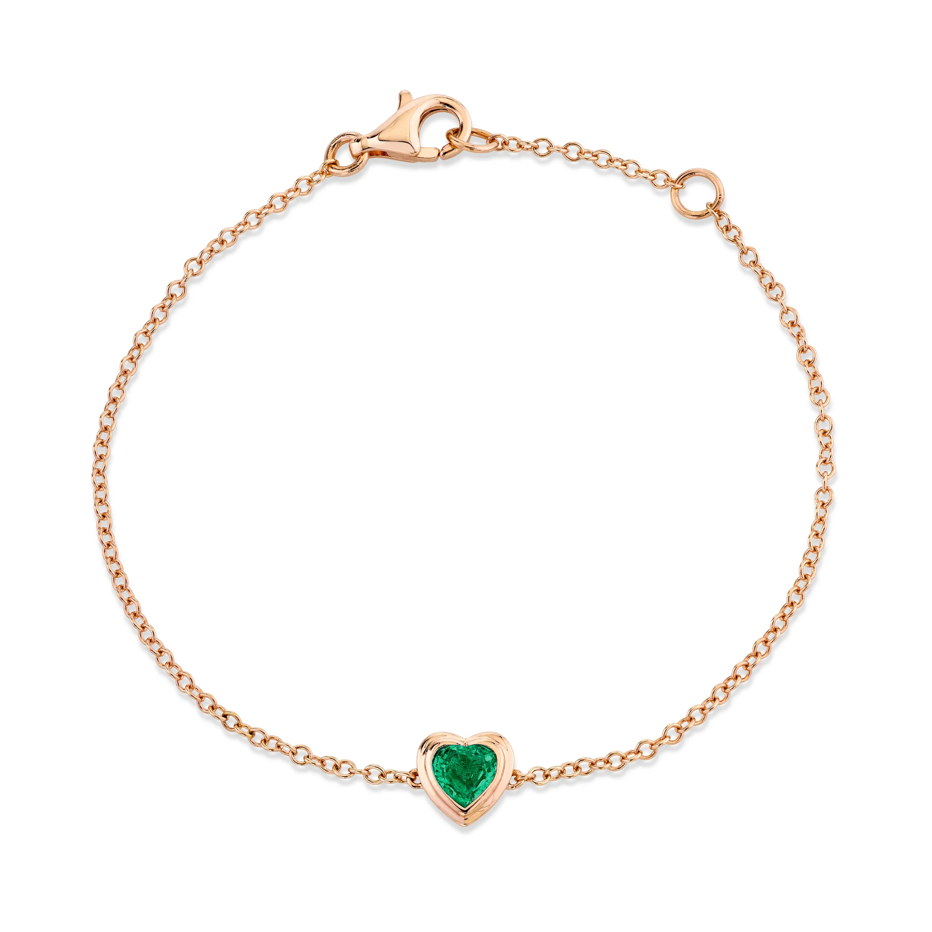 MINI ME EMERALD BEZEL HEART BRACELET