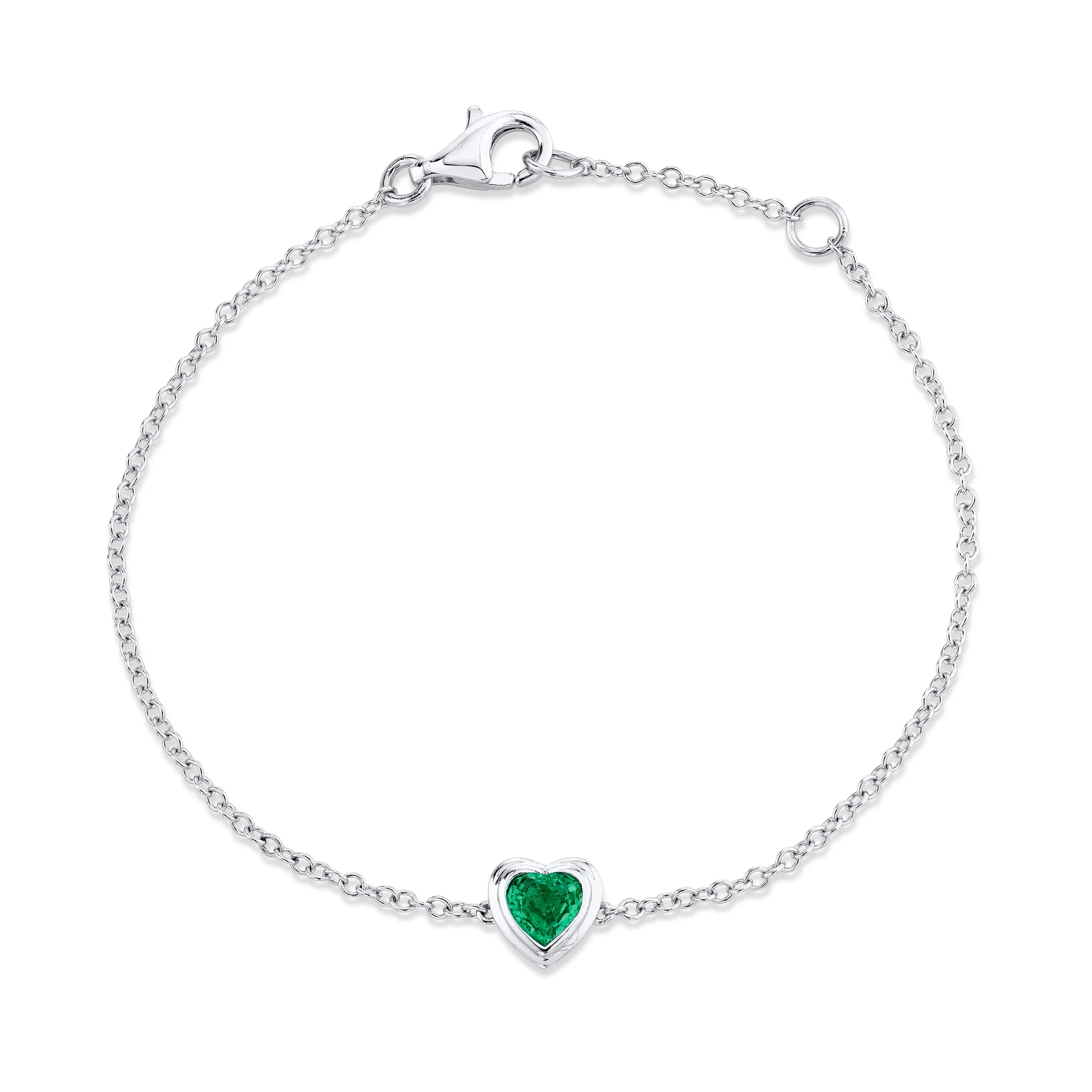 MINI ME EMERALD BEZEL HEART BRACELET