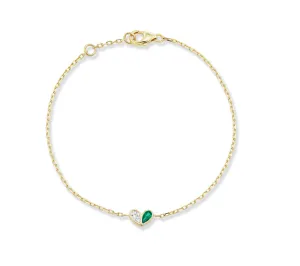 Mini Sweetheart Bracelet Diamond & Emerald