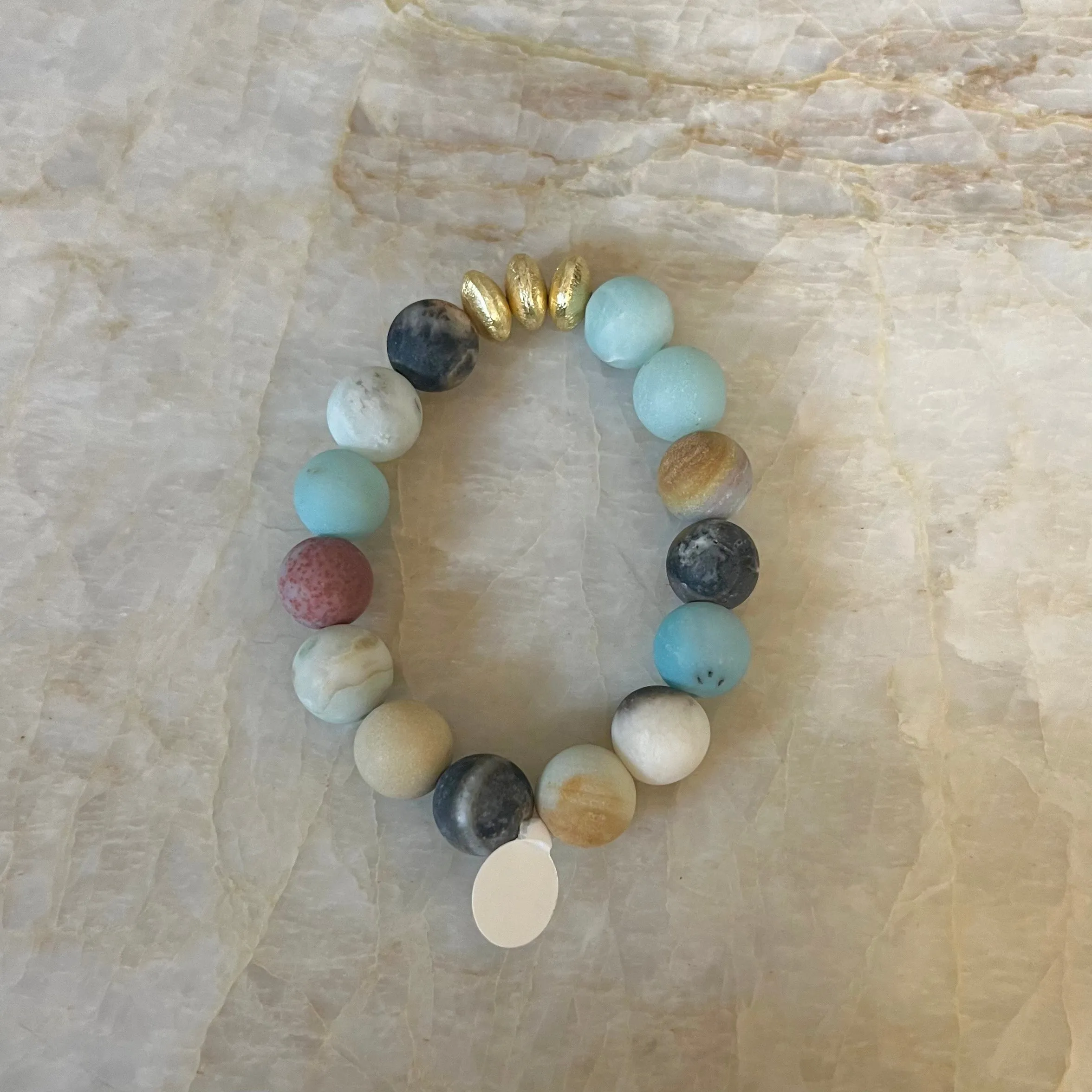 Mixed Amazonite Faceted Bead Bracelet