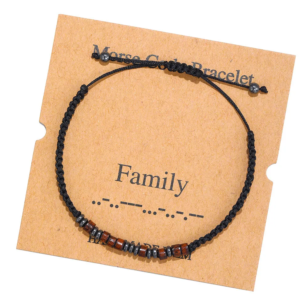 Morse Code Alphanumeric Couple Braided Bracelet