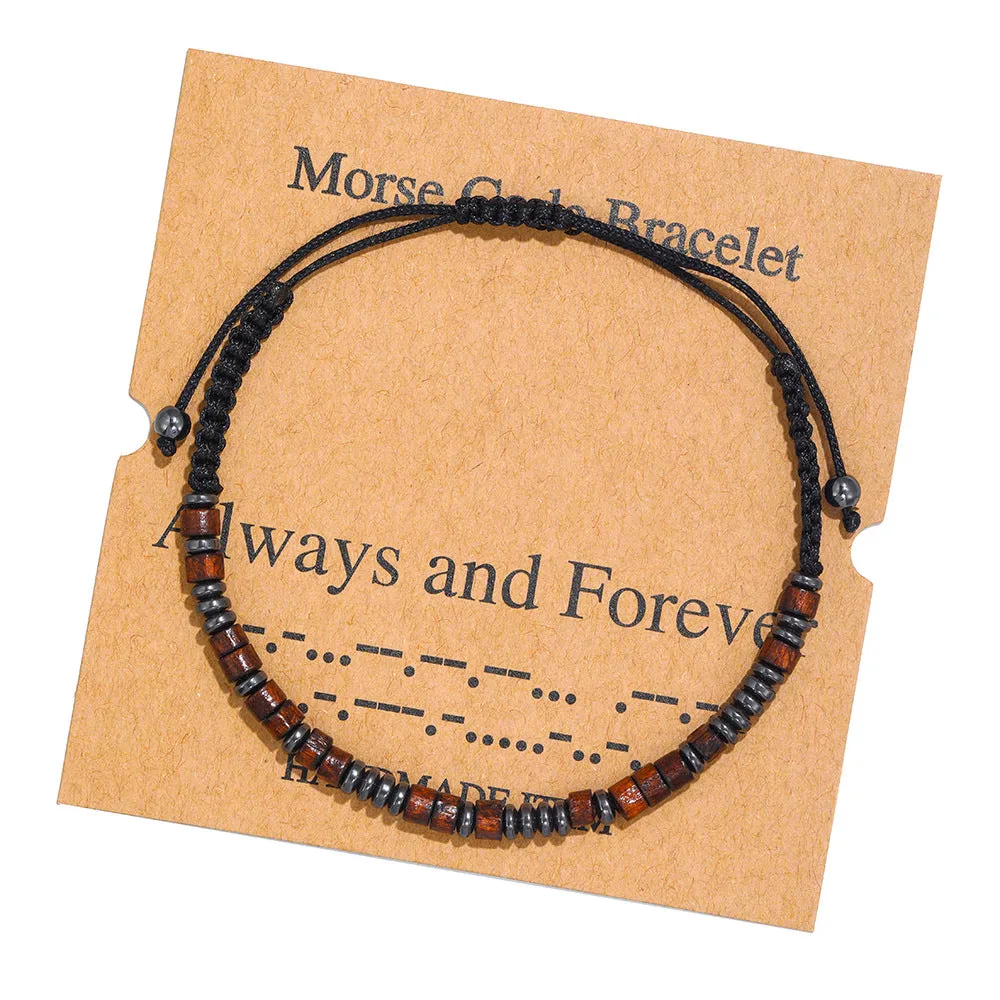 Morse Code Alphanumeric Couple Braided Bracelet