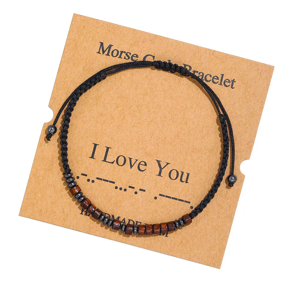 Morse Code Alphanumeric Couple Braided Bracelet