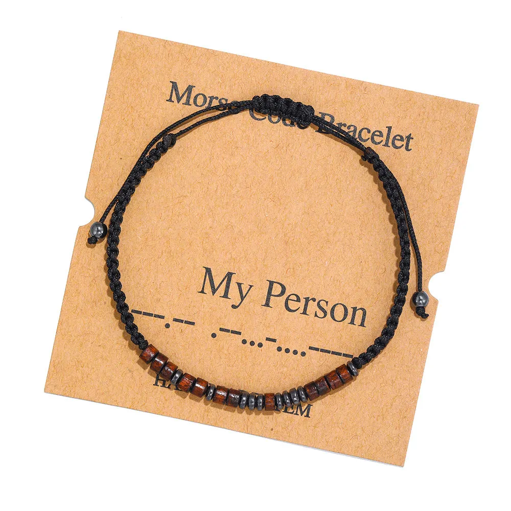 Morse Code Alphanumeric Couple Braided Bracelet