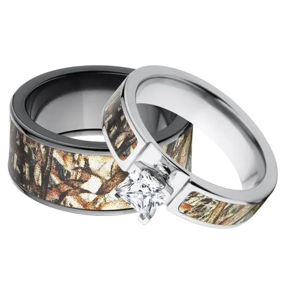 Mossy Oak Duck Blind Camouflage Wedding Ring Sets