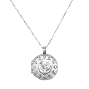 Mother Moon Silver Locket Necklace