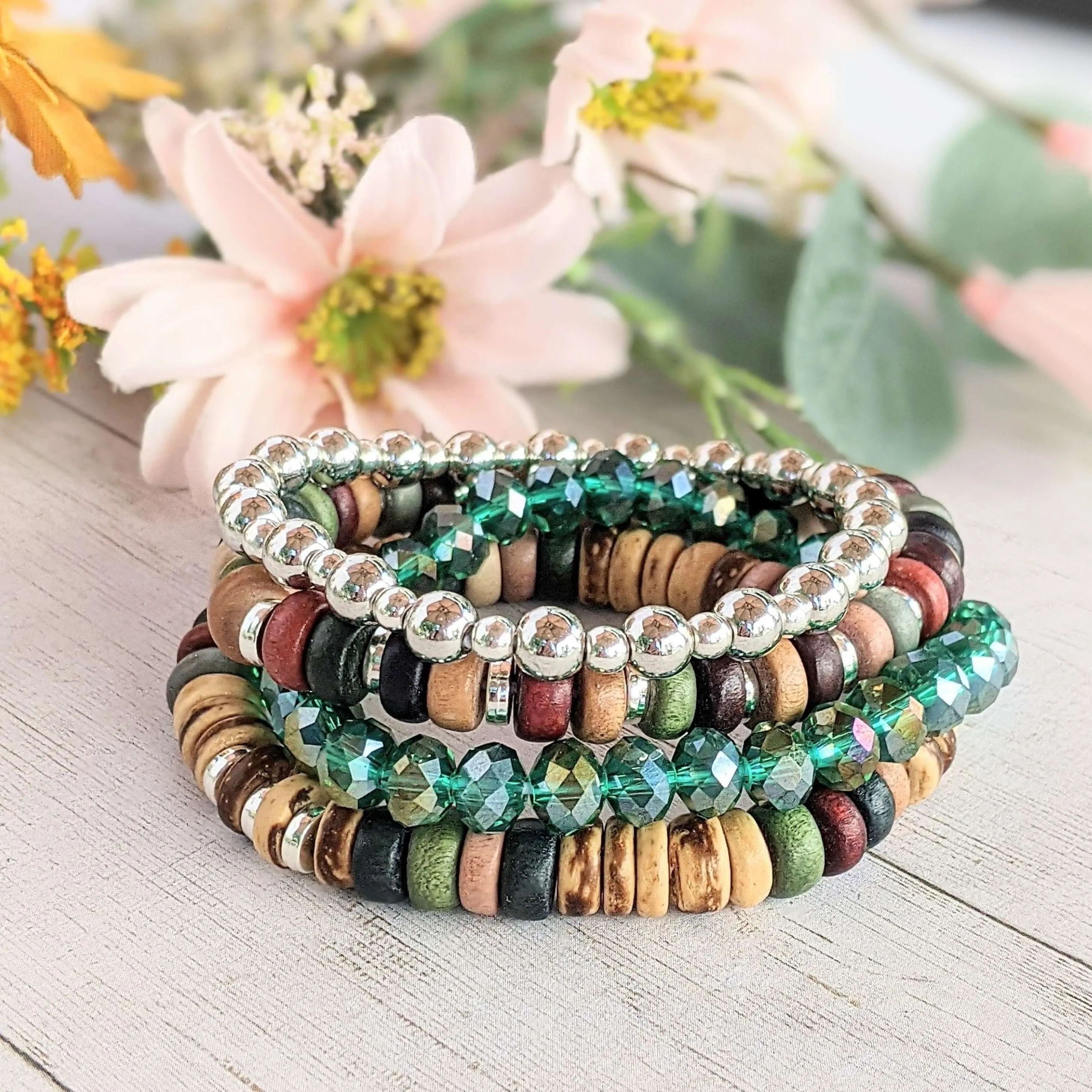 Multi Colored Stretch Bracelet Stack