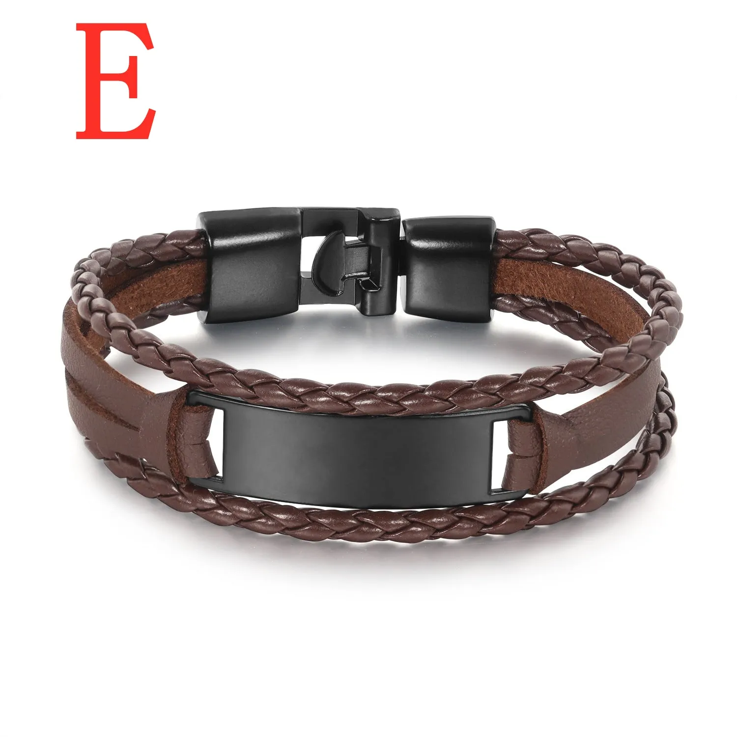 Multi-layer woven men's leather bracelet