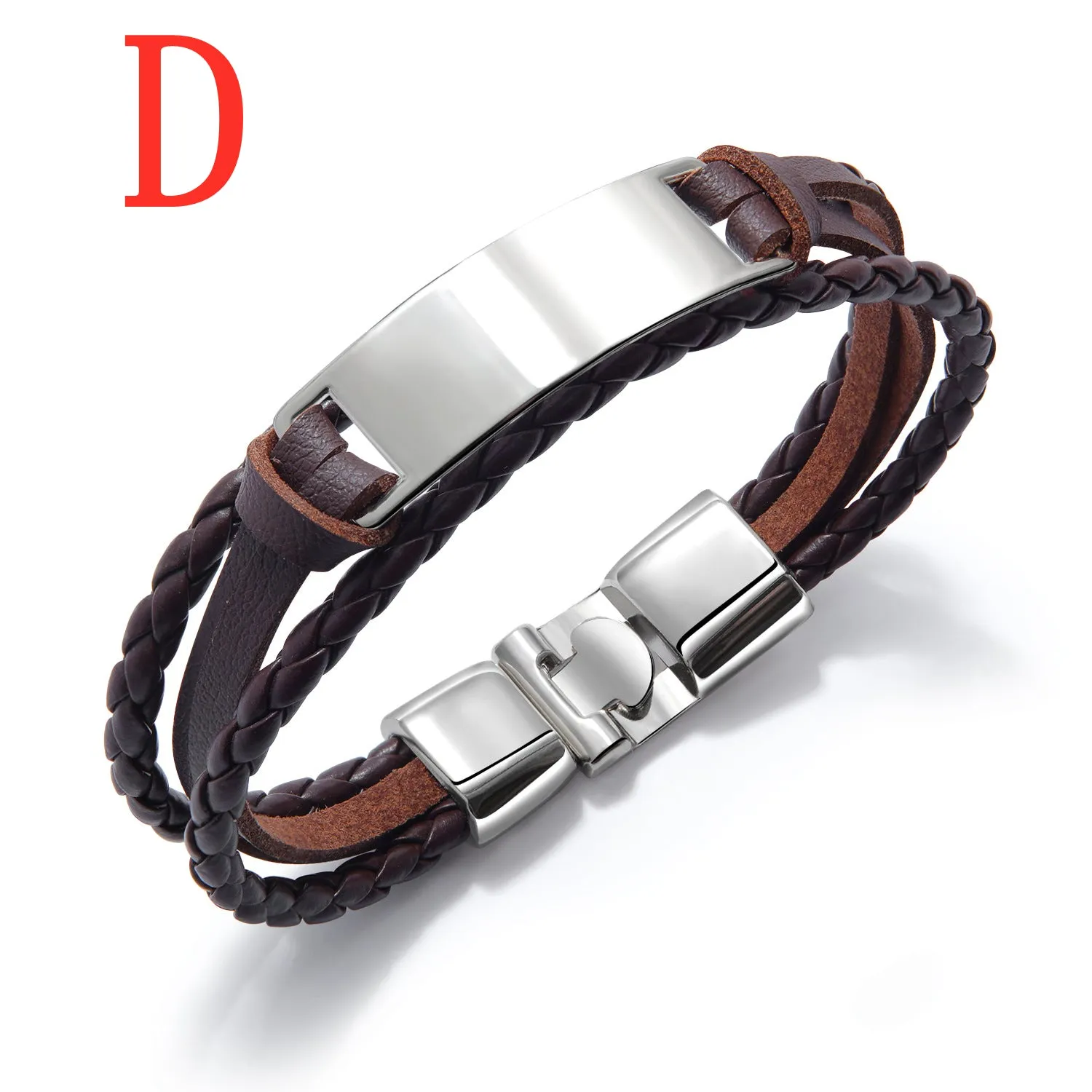 Multi-layer woven men's leather bracelet