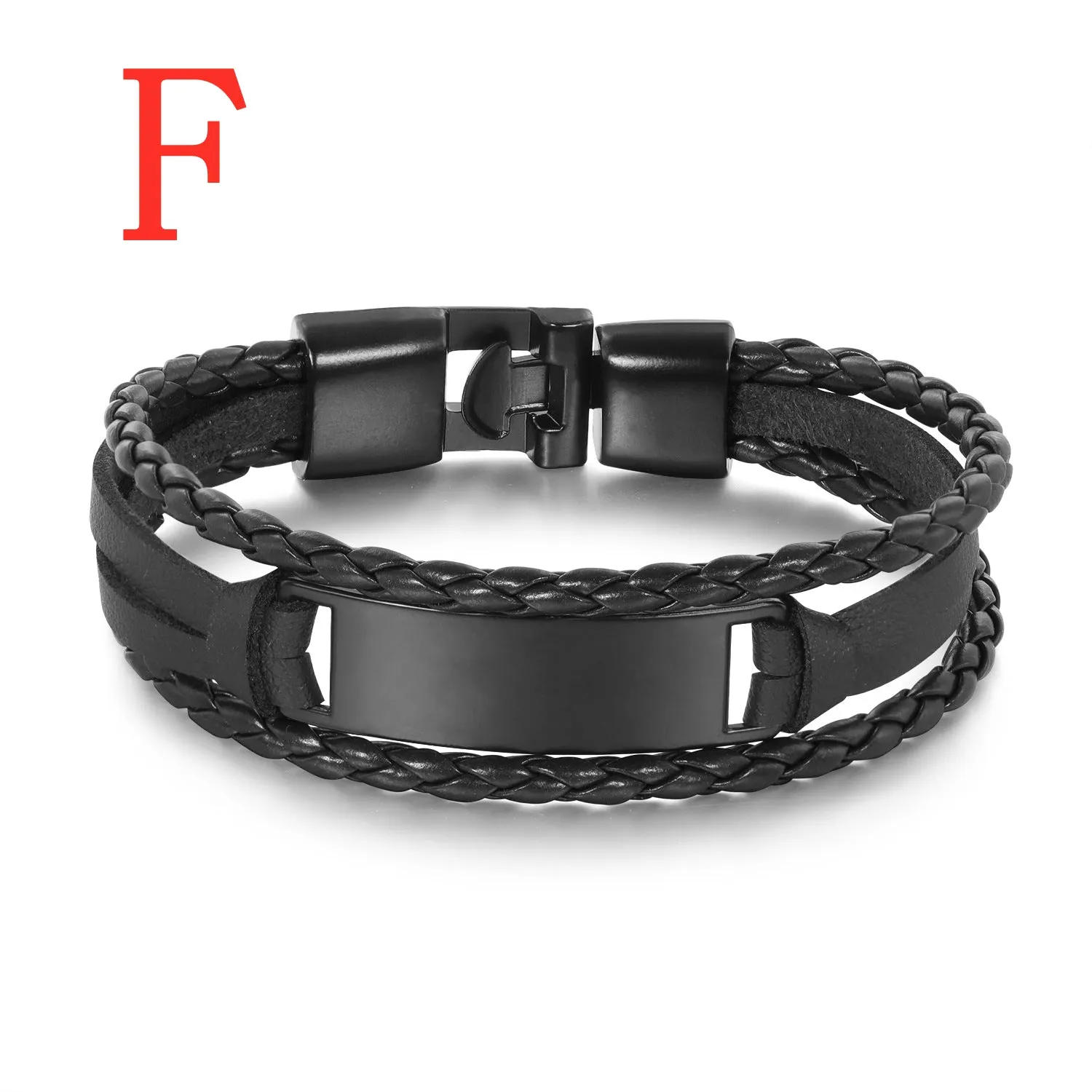 Multi-layer woven men's leather bracelet