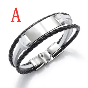 Multi-layer woven men's leather bracelet